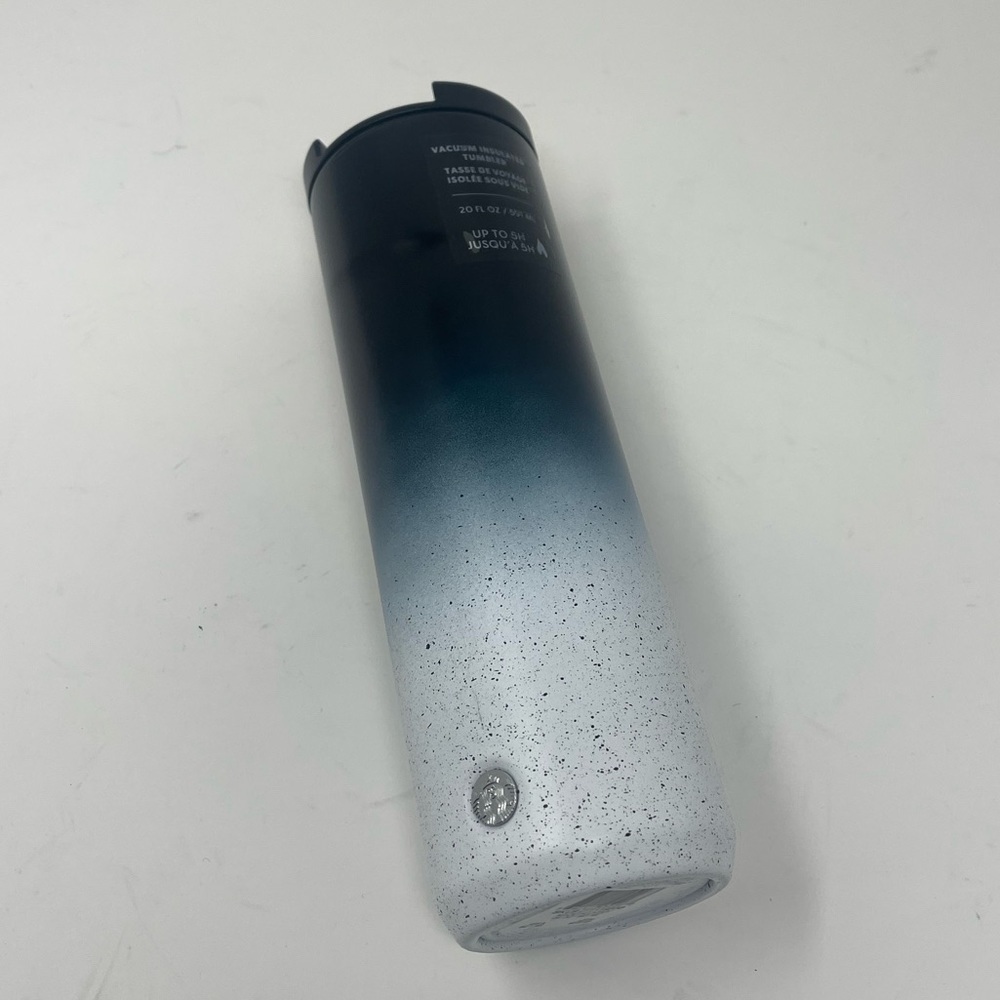 STARBUCKS VACUUM INSULATED  STAINLESS TUMBLER 20oz OMBRE BLACK TO WHITE SNAP LID